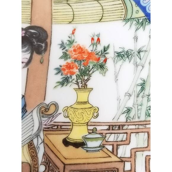 Imperial Jingdezhen Asian Plate Wall Decor Hanging 1987 Porcelain Beauties Vtg - Picture 9 of 13